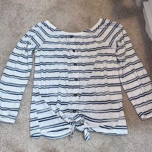 White and blue long sleeve button up